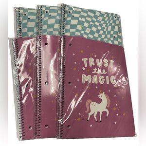 Magical Unicorn and Checkered Spiral Notebooks